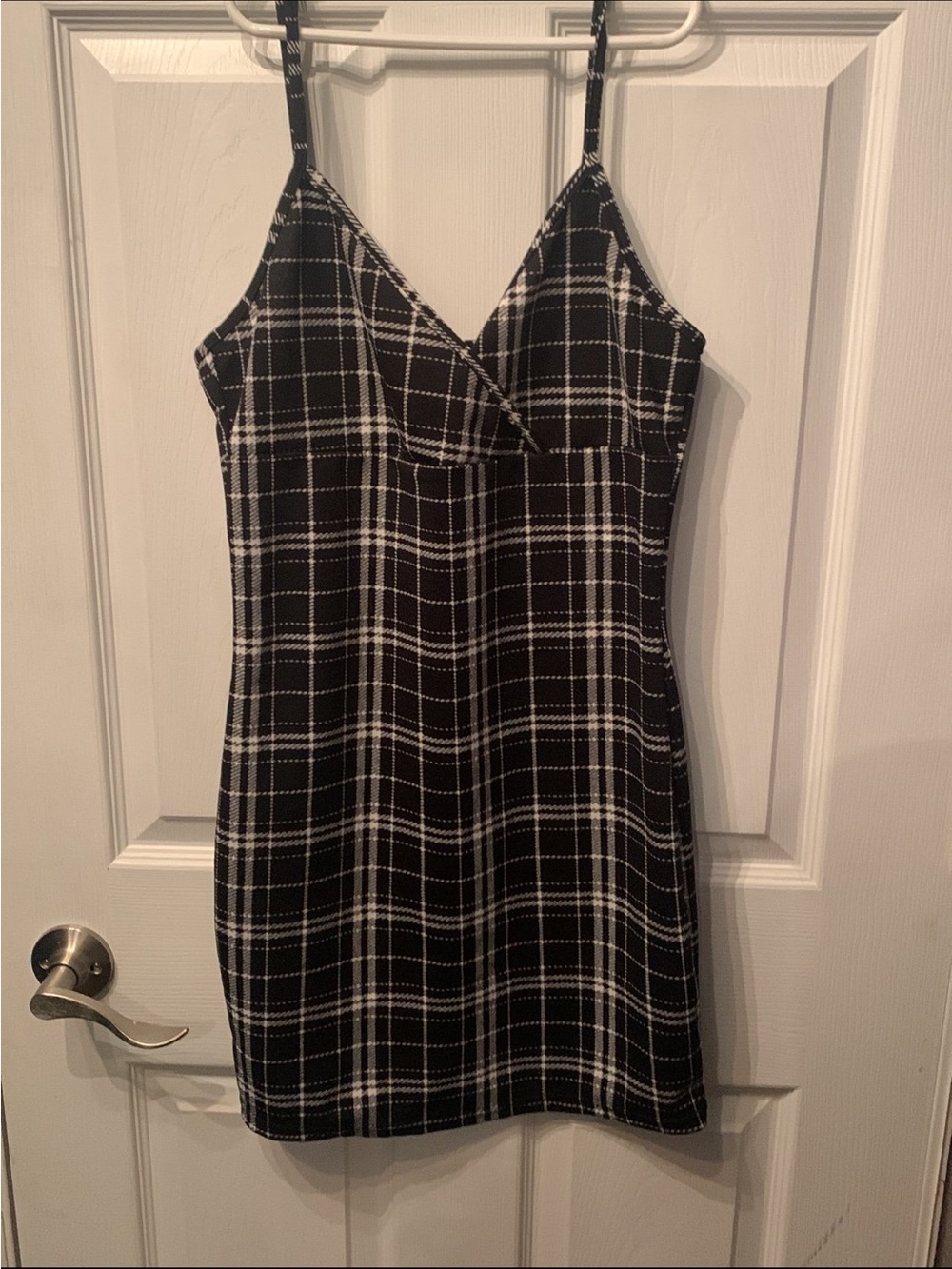 SHEIN Black and White Plaid Slip Mini Dress
